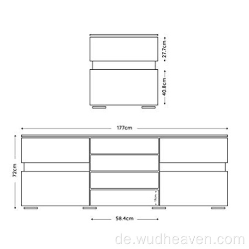 Hochglanz-Sideboard-Schrank-Geschirraufbewahrung